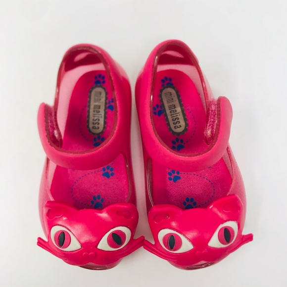 Mini Melissa Peep Toe Kitten Flats Pink Size 5 - Picture 7 of 7